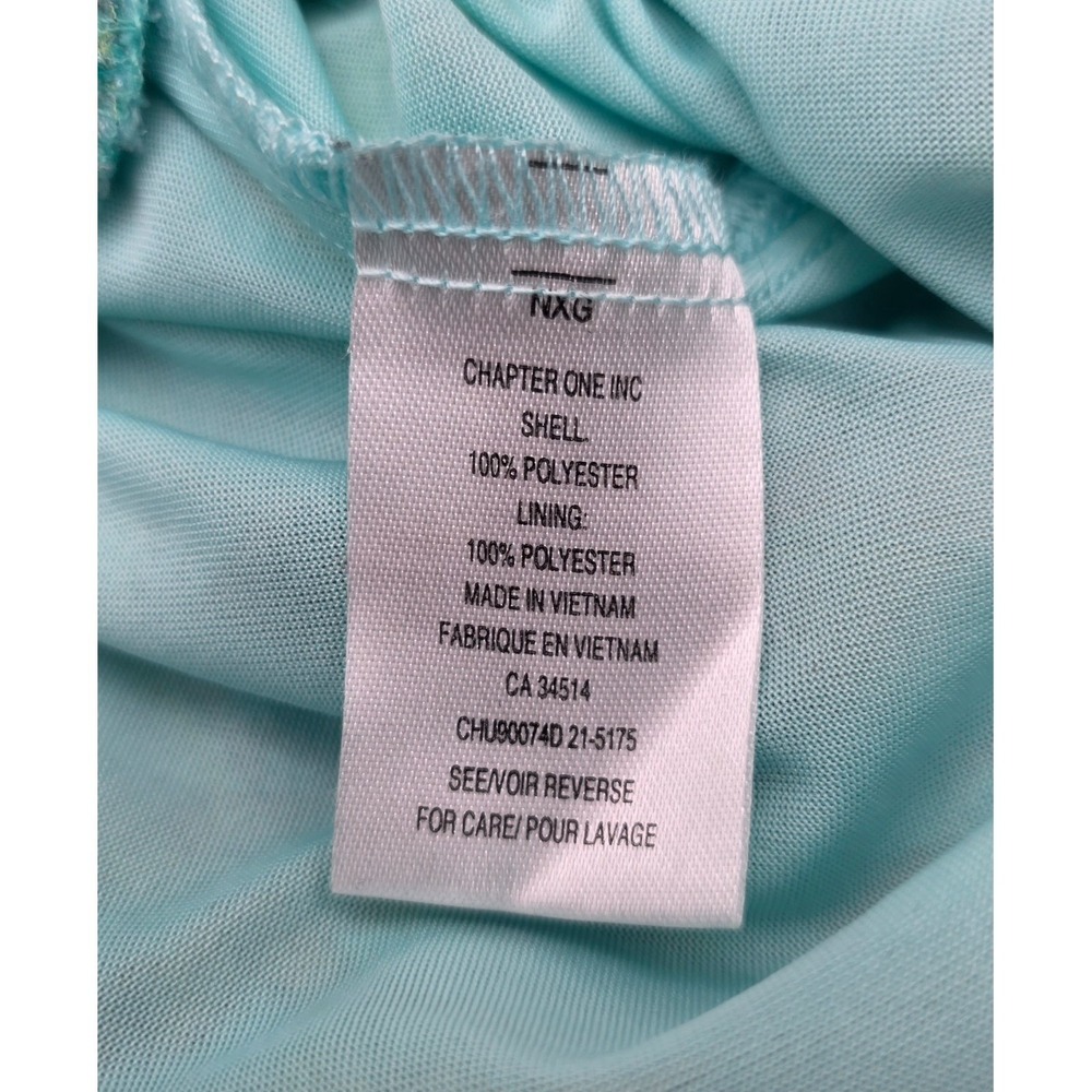 Tamara H Womens Paisley Clip Dot Blouse Smocked Hem Ruffle Neck Turquoise Large - Picture 9 of 10